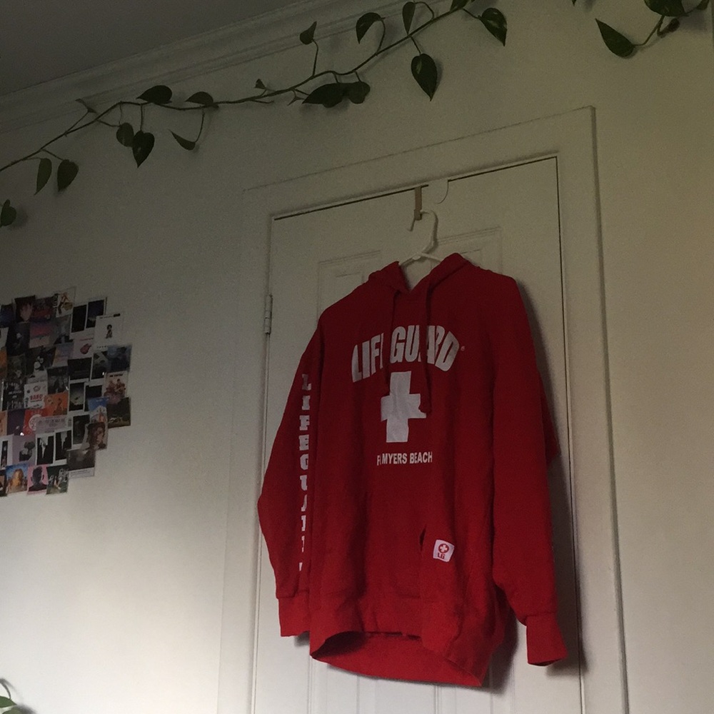 red lifeguard hoodie